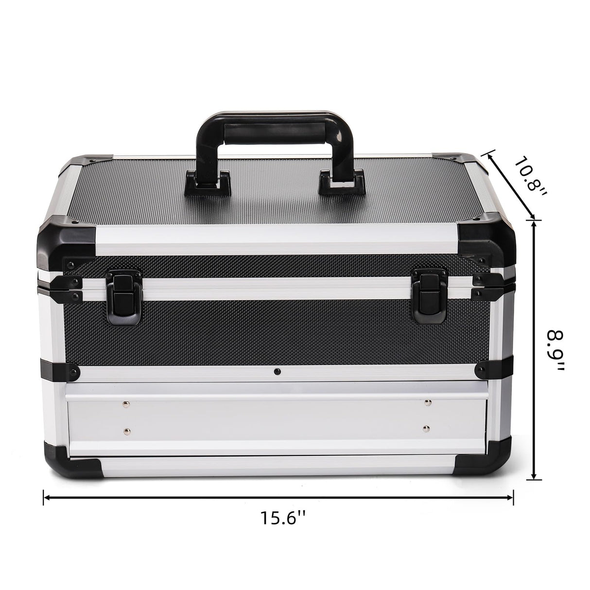 WRINGKIT Tool Box, Portable Tool Storage Box with Metal Lock, Aluminum Alloy Hard Craftsman Tool Organizer Case with Drawer for Office, Warehouse, Gym, School WRINGKIT