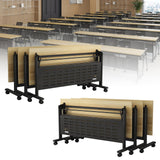 6-Pack Folding Conference Table for 12-16People,Modern Flip Top Training Room Tables with Wheels Save Space Rectangle Office Meeting Table Computer Desk forStudy Writing (6pcs 62.9 * 23.6 * 29.5in) GOYQGLE