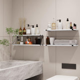 Fixwal 3+1 Tier Bathroom Floating Shelves Over Toilet, 15.8in Farmhouse Rustic Wood Shelves, Wall Decor for Bathroom, Living Room,Bedroom and Kitchen (White) Fixwal