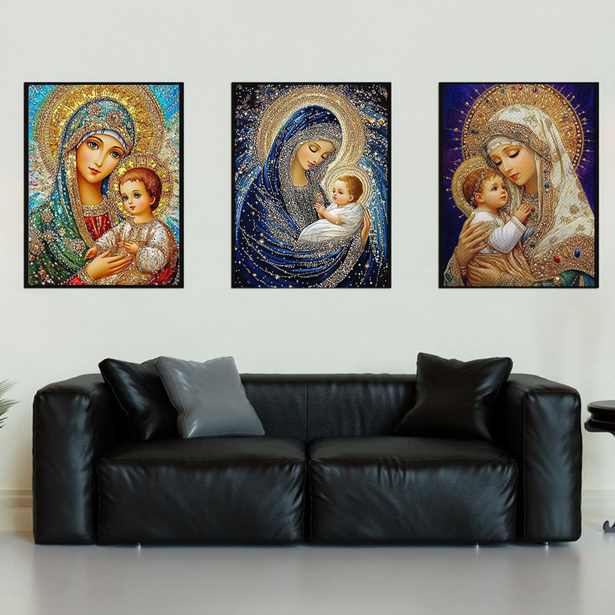 CHWGLFGG 5D Diamond Art Kits for Adults Beginners, 3 Pack Virgin Mary Diamond Painting Kits, DIY Full Round Drill Paint by Diamonds Dot Gem Art for Adults, Home Wall Decor 12x 16 Inch CHWGLFGG