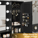 Fameill Vanity Desk with Mirror and Lights,Make up Vanity with Chair and Outlet,Dressing Table with Jewelry Cabinet, Bedroom Vanity with 2 Drawers, 3 Lighting Colors,36.4 inch,Black Fameill