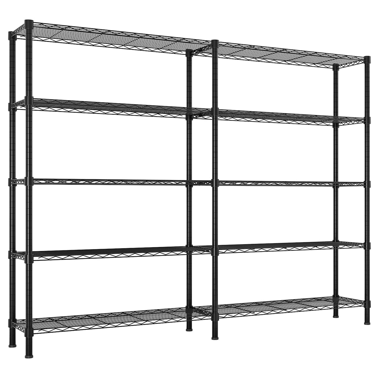 1500LBS Storage Shelves Metal Shelving Unit, 58''W Wire Shelving, 5 Tier Pantry Shelves Kitchen Shelves Adjustable Wire Shelf for Garage Shelving Heavy Duty, 58" W x 71" H x 13.78" D, Black Generic