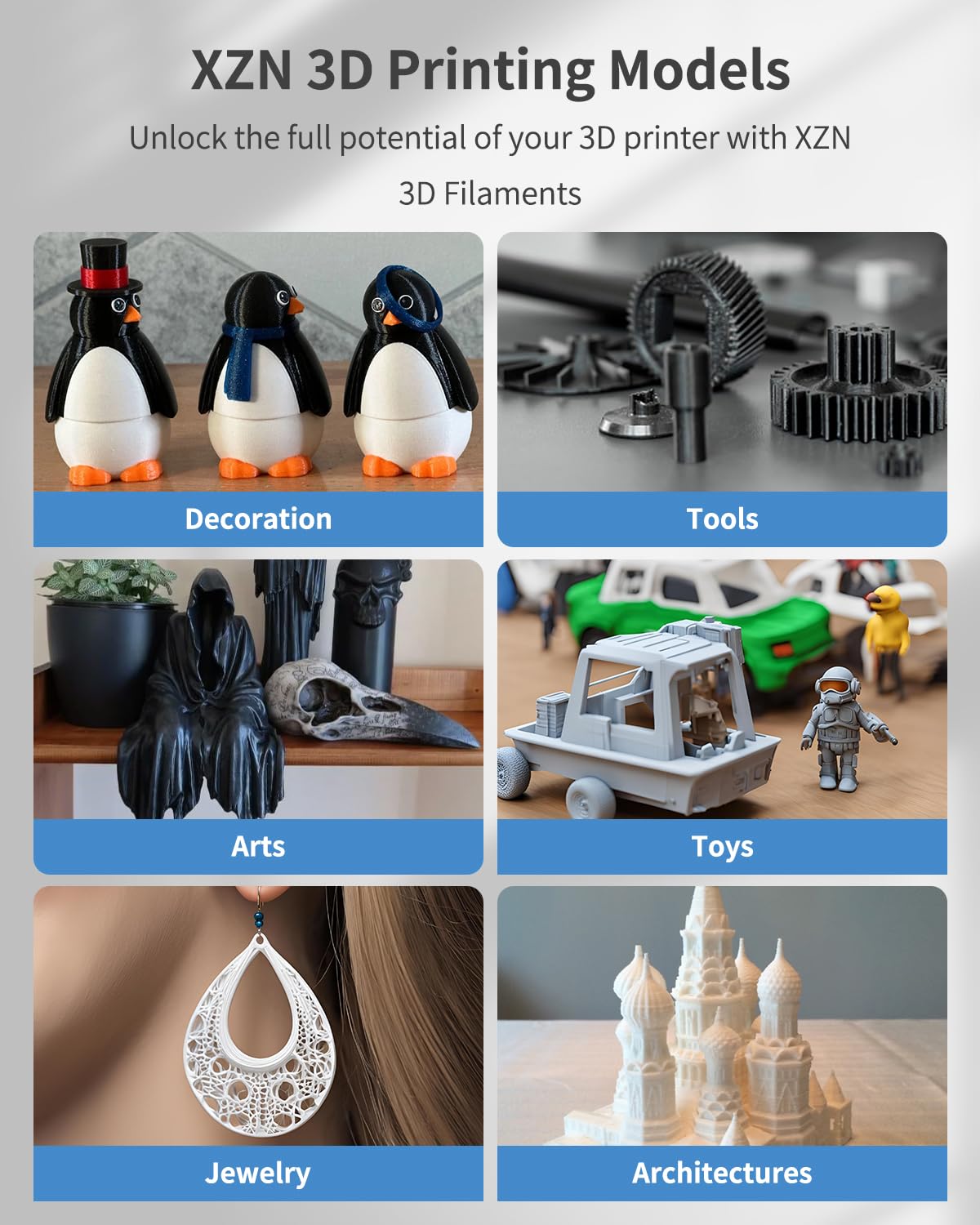 XZN Silk PLA Filament 1.75mm, Clog-Free, Metal-Like Shiny 3D Printer Filament 1kg Spool (2.2lbs), Neatly Wound, +/- 0.02mm Precision, Vacuum Packaging, Fit Most FDM Printer, Metallic Copper XZN