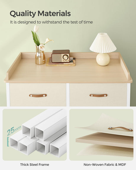 SONGMICS Kids Dresser with 6 Drawers, Boys Girls Dresser, with Water-Resistant Tabletop, Storage Organizer Cabinet, for Bedroom Hallway, Beige UGKR101K01 SONGMICS