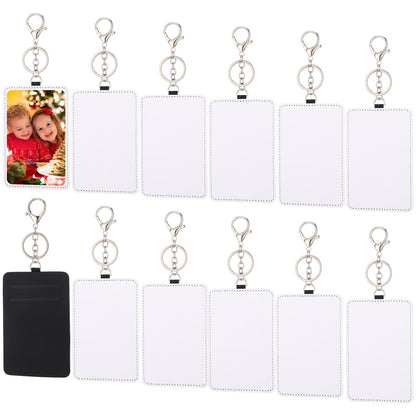 Eersida 12 Pcs Sublimation Work Card Holder Rectangle Portable Transportation Card Holder Leather Sublimation Badge Holders Printable Blank Card Carrier Case for Men Women Business Passport ID Card