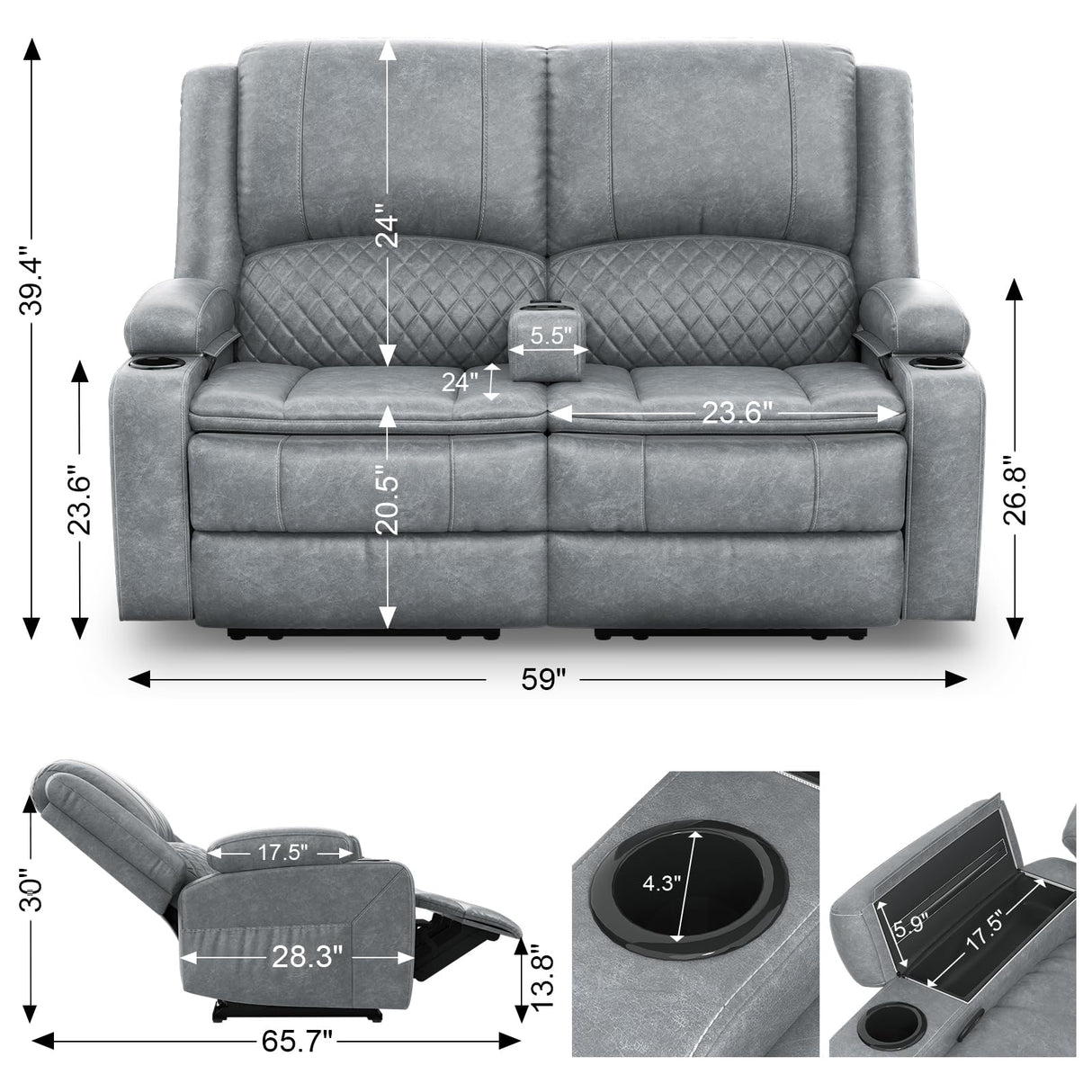 MOSGAT Loveseat Recliner Sofa, Power Reclining Loveseat Sofa RV Couch with Removable Armrest and Remote Control, Wall Hugger Home Theater Seating with 2-Tier Cushions, Storage & USB Ports MOSGAT