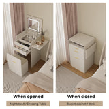 ARTETHYS Small Vanity Desk Set with Flip-top Mirror and Lights White Integrated Makeup Table for Small Space Compact Mini Dressing Table with Fold-up Panel and Storage Chair for Bedroom ARTETHYS