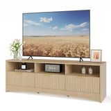 Amada TV Stand for 50-65" TV, Fluted Modern TV Stand Entertainment Center with Drawers and Open Shelf, Waveform Panel, Sleek Curved Profile Media TV Console Table for Living Room, Bedroom, Nature Oak AMADA HOMEFURNISHING