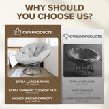 CraftVie Premium Oversized Papasan Chair with Cushion and Frame – 48'' Extra-Thick Cushion (7'' + Exclusive 1.75'' Support Pad), Supports 450 lbs – 360° Swivel Bedroom Chair, or Reading Chair CraftVie