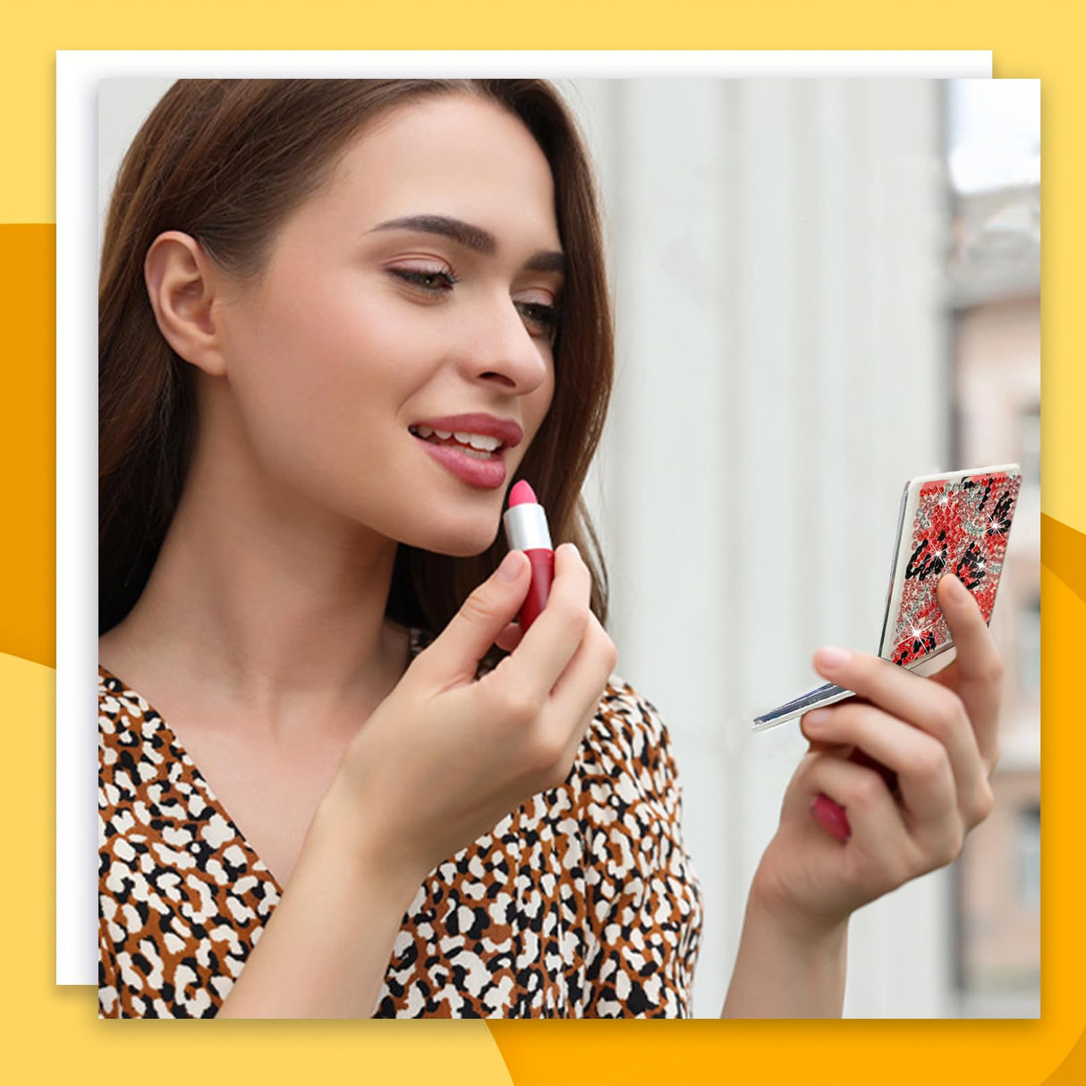 FILASLFT Diamond Art Mirror, 4 Pcs Diamond Painting Mirror, Flower Diamond Painting Compact Mirror, Portable Magnifying Folding Purse Mirror FILASLFT