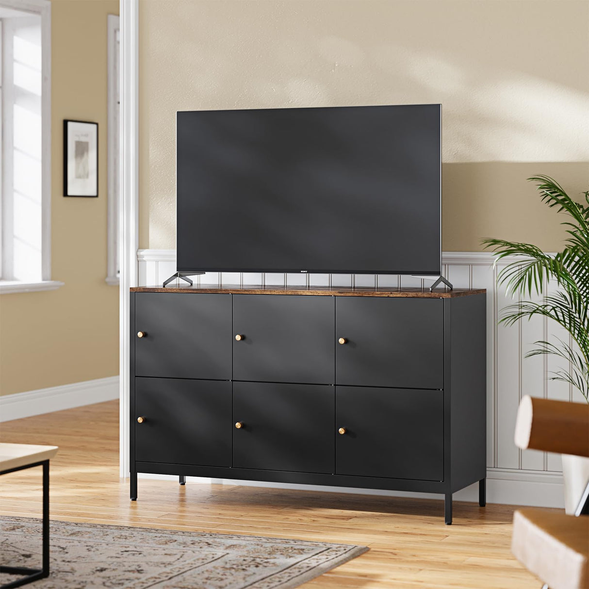 Letaya 6 Door Metal Storage Cabinet with Adjustable Shelf,Black Metal Locker Accent Storage Cabinet for Office,Music Studio,Entryway and Hallway Letaya