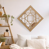 KOYILTD 2 PCS Square Wall Mirror, Rustic Farmhouse Decorative Mirrors, 12 inch Mirror Art for Bathroom, Bedroom, Living Room (Wenge, 12 x 12 in style1) KOYILTD