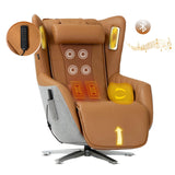 COLAMY Zero-Gravity Massage Chair | Massage and Leisure Dual-Use Chair,360° Swivel,Heat, Low-Noise 3D Bluetooth Speaker | Living Room（Brown COLAMY