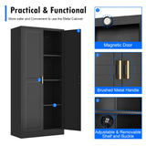 Polup 60 Inch Tall Pantry Cabinet, Metal Kitchen Storage Cabinet with Doors and Shelves, Black Cupboard for Food Storage, Freestanding Cabinet for Living Room, Dining Room - Assembly Required Polup