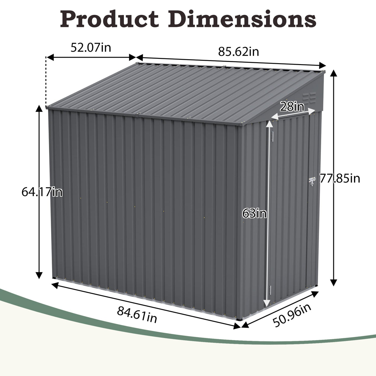 4x7 FT Lean-to Metal Storage Shed with Single Lockable Side Door, Sloping Roof Galvanized Steel Outdoor Tool Shed for Garden, Patio & Backyard Storage Mulinsonfly