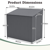 4x7 FT Lean-to Metal Storage Shed with Single Lockable Side Door, Sloping Roof Galvanized Steel Outdoor Tool Shed for Garden, Patio & Backyard Storage Mulinsonfly