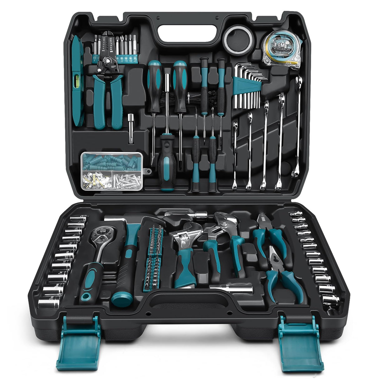 Sundpey Home Tool Kit 281-PCs - Portable Complete Basic Repair General Hand Tool Sets for Men Women - Full Tool Set with Socket Wrench Set & Screwdriver Set & Metric Hex Key & Pliers & Tool Box Case Sundpey