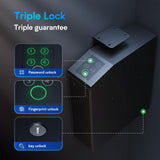 Gun Safe, Slider Biometric Gun Safe for Handgun Supports 3 Quickly Access Ways, Fingerprint, PIN Code and Key, Pistol Safe for Car, Truck, Desk, Bedside Handgun Safe ADIMO