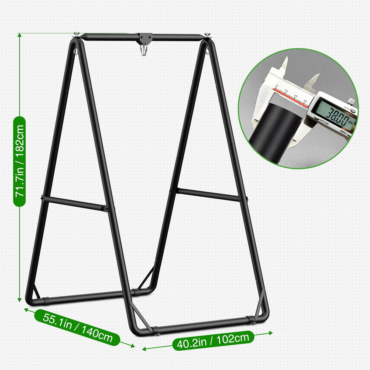 GREENSTELL Hammock Chair Stand, Swing Stand with 3 Hooks Fit for Most Hanging Chairs, Ground Nails for Outdoor and Rubber Clamps for Indoor, Hanging Stand Only Max Load 500lbs, Swing Chair not Include GREENSTELL