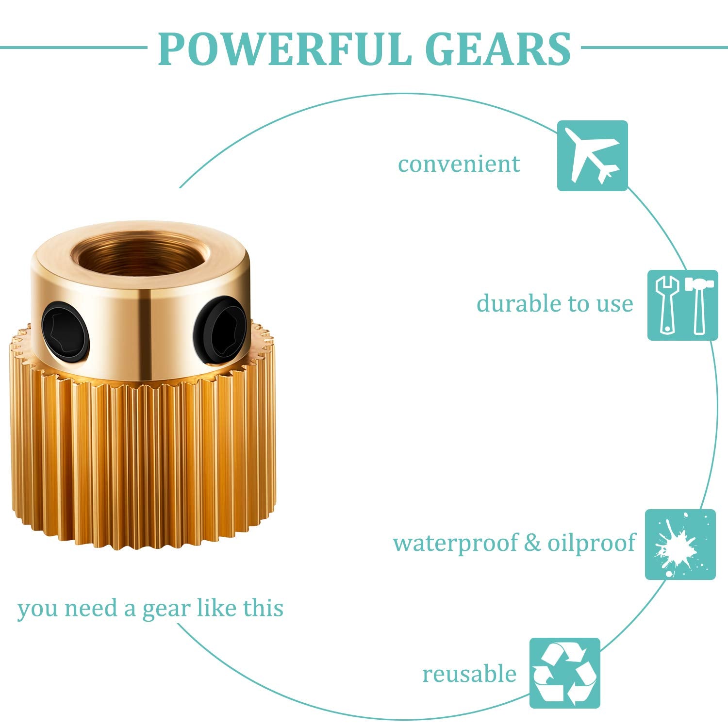 (40 Teeth,10 Pcs) Extruder Wheel 3D Printer Parts Drive Gear Brass Extruder Wheel Gear Compatible with CR-10, CR-10S, S4, S5, Ender 3, Ender 3 Pro - WoodArtSupply