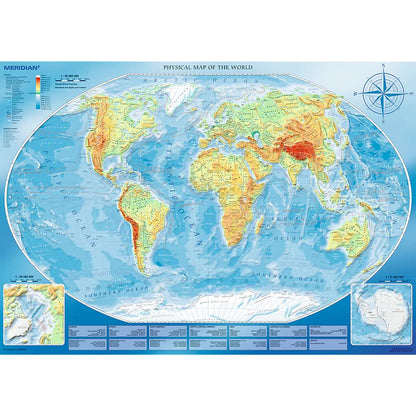 Trefl Large Physical map of The World 4000 Piece Jigsaw Puzzle Red 54"x38" Print, DIY Puzzle, Creative Fun, Classic Puzzle for Adults and Children from 15 Years Old