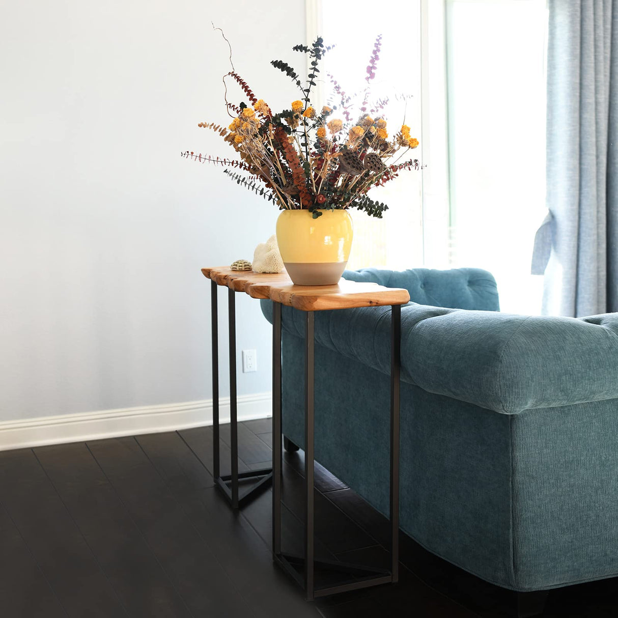 WELLAND Cedar Wood Live Edge Console Table 13" D x 42" W x 33" H WELLAND