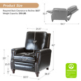 HULALA HOME Genuine Leather Recliner Chair Set of 2, Push Back Recliner Armchair with Thick Seat and Backrest(Black) HULALA HOME