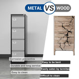 Fesbos File Cabinets - 4 Drawers Vertical 17.8" Deep Lockable Filing Cabinet - Black & Gray Metal Storage Cabinets for Home Office to Hanging Files Letter/Legal/F4/A4 Size Fesbos