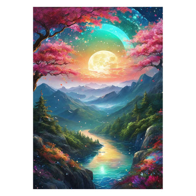 OFRKE Landscape Diamond Painting Kit, Moon Diamond Art for Adults, Full Drill Gem Art, DIY 5D Pink Diamond Dots for Home Wall Decor 12x16inch