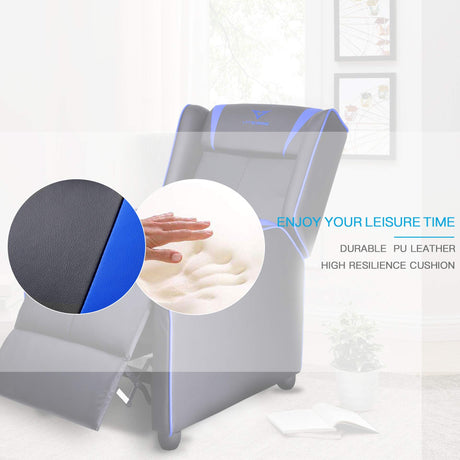 VITESSE VIT Gaming Recliner Chair Racing Style Single PU Leather Sofa Modern Living Room Recliners Ergonomic Comfortable Home Theater Seating, Blue. VITESSE