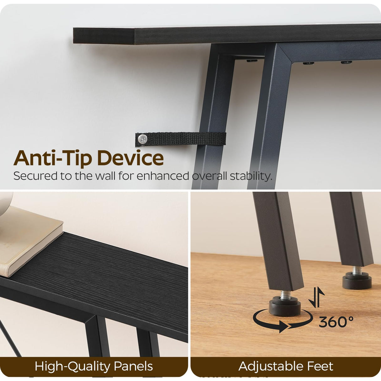 YATINEY 70.9" Skinny Console Table with Power Outlets, 5.9" Sofa Tables Narrow Long, Industrial Behind Couch Table, for Hallway, Entryway, Living Room, Black CT185UBB YATINEY