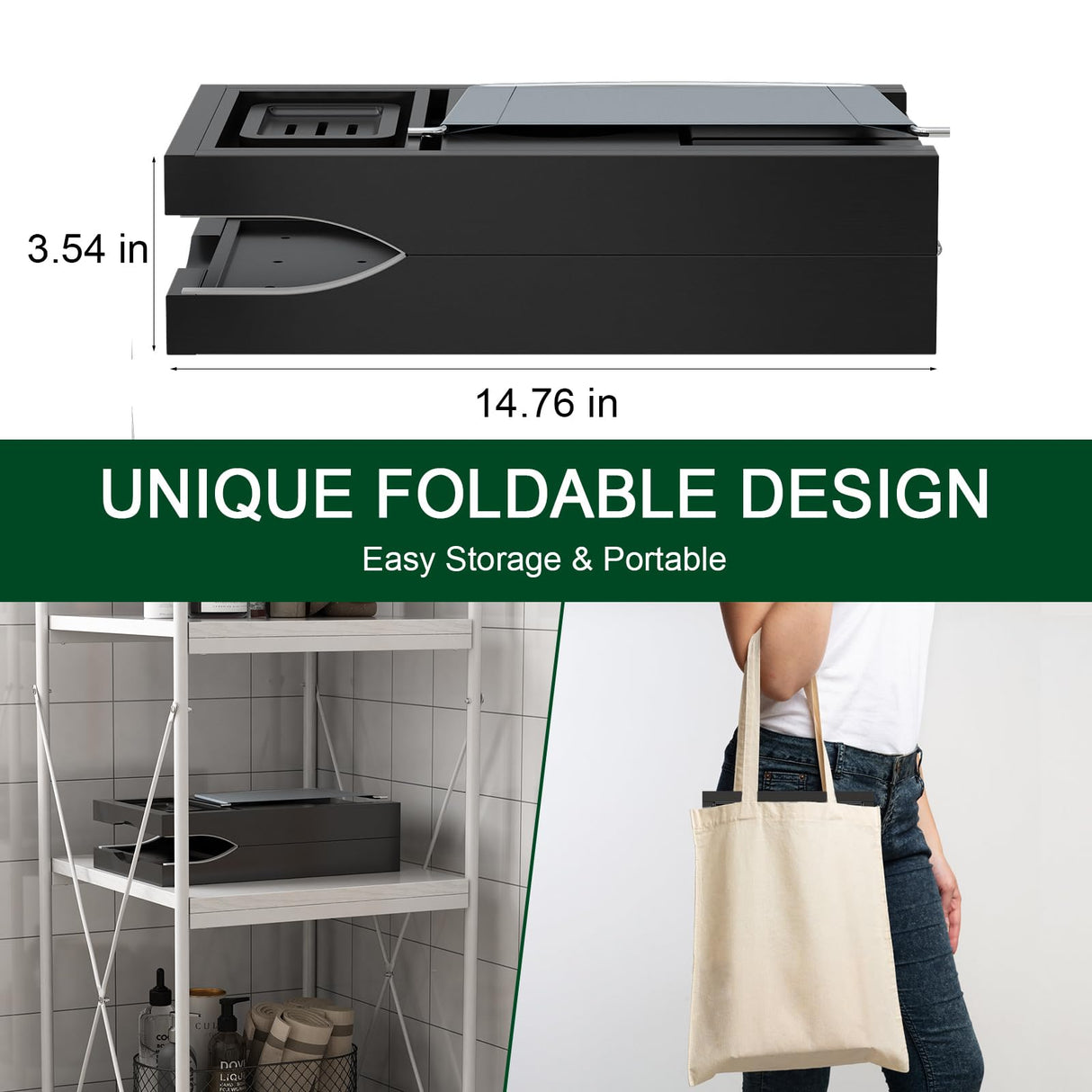 Bamboo Bathtub Caddy Tray Expandable for Luxury Bath, Bath Accessories & Table with Wine Glass Holder, Book Stand Bathroom Organizer with Extending Sides for Men/Women,Black BAMBUROBA