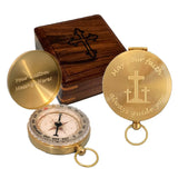 Personalized Compass for Baptism, Confirmation, First Communion | Engraved Gift of Faith for Catholic or Christian Men, Teen Boy, Boys, Son, Grandson (Personalized, MYF-Compass & Box) Stanley London