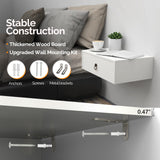 VINGLI Floating Nightstand with Drawer, Wood Floating Bedside Table, Wall Mounted Nightstand, Hanging Nightstand White for Bedroom, Floating Wood Night Stand/Side Table VINGLI