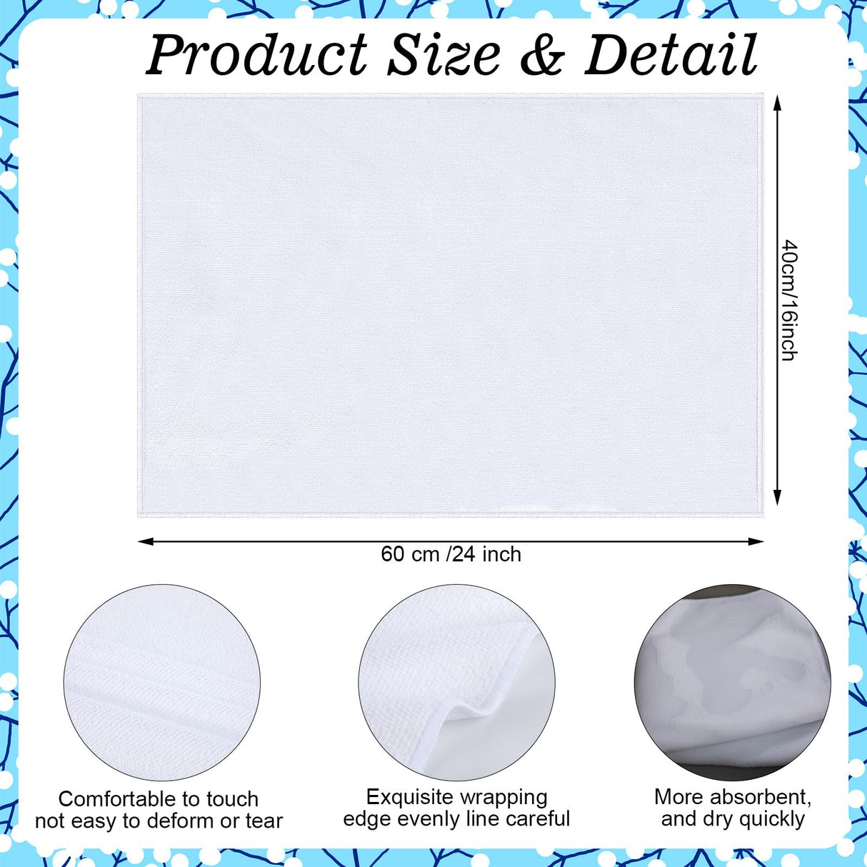 Patelai Sublimation Blank Towels, DIY Microfiber Kitchen Towels, Modern Multi Purpose Dish Towels for Kitchen Cleaning, 16 x 24 Inch (40 Pieces) Patelai