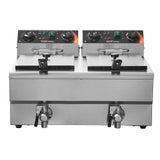 VEVOR Commercial Deep Fryer, Dual Tank 3000W Electric Countertop Fryer with Basket, 2 x 11.6Qt/11L Double Stainless Steel Oil Fryer with Oil Filtration, Time & Temp Control, for Kitchen Restaurant Use VEVOR