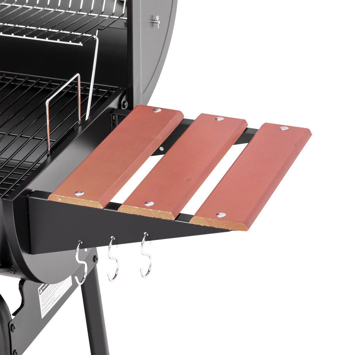 Royal Gourmet CC1830V 30 Barrel Charcoal Grill with Wood-Painted Side Front Table, 627 Square Inches Cooking Space, for Outdoor Backyard, Patio and Parties, Black Royal Gourmet