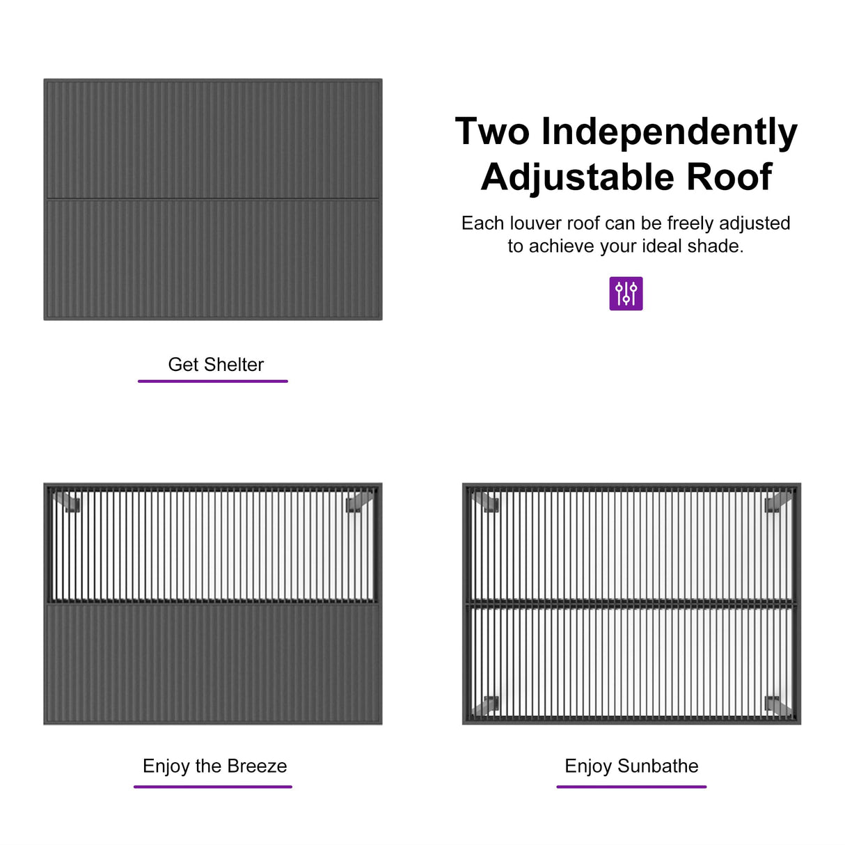 PURPLE LEAF Louvered Pergola 10' x 13' Outdoor Full Aluminum Pergola with Adjustable Rainproof Roof Modern Retractable Patio Hardtop Gazebo for Deck Backyard Garden Slate Grey PURPLE LEAF