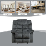 EBELLO Manual Recliner Chair, Overstuffed Reclining Sofa with Soft Padded Headrest and Armrest, Soft Fabric Single Couch for Living Room, Grey Green EBELLO