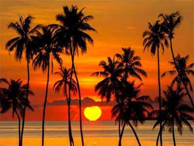 Landscape Diamond Art Painting Kits for Adult& Beginner, Sunset Diamond Dots Painting Kits, 5D DIY Gem Painting with Round Diamonds Beach, Scenery Paint by Diamonds for Wall Art Decor 16x12inch