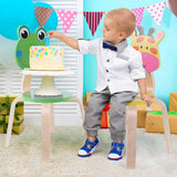 iPlay, iLearn 10 Inch Kids Solid Hard Wood Animal Chair, Stackable Wooden Finished, Preschool, Bedroom, Playroom, Nursery Seat, Frog Furniture Stool for Toddlers, Children, Boys, Girls iPlay, iLearn