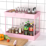 SPACELEAD 3 Tier Rolling Cart with Wheels, Storage Craft Art Trolley Organizer Serving, 3 Hanging Baskets Easy Assembly, for Office, Living Room, Kitchen, Pink SPACELEAD