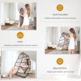 BULEXYARD Hanging Egg Chair Without Stand 350lbs Capacity, Brown Wicker Swing Egg Chair with Beige Cushion for Indoor/Outdoor Patio Porch Balcony, Foldable Hammock & Tree/Ceiling/Beam Mount BULEXYARD