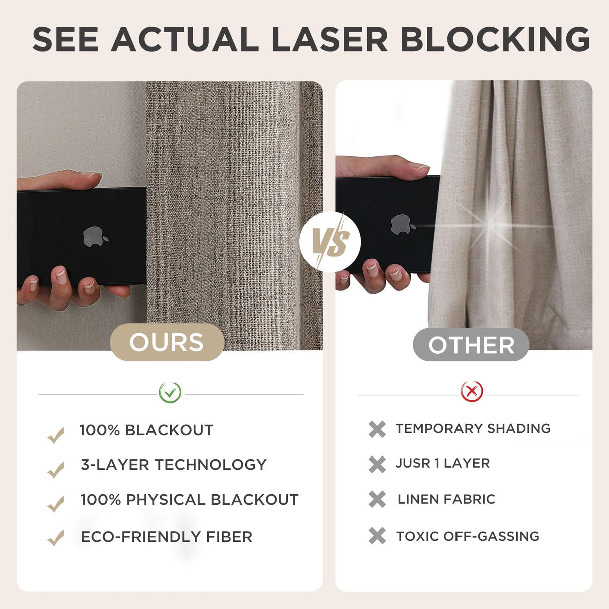 Joydeco Blackout Curtains for Bedroom - Natural Linen Curtains 84 inch Long, Thermal Insulated 100% Blackout 2 Panels Light Blocking Drapes, Rod Pocket & Back Tabs, Darkening Privacy for Living Room Joydeco