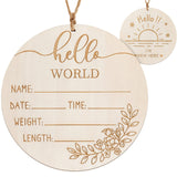 ZIEYOMI Baby Announcement Sign, Wooden Baby Name Sign for Nursery, Hello World Newborn Sign, Birth Announcement Sign for Hospital, Welcome Baby Sign ZIEYOMI