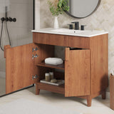 Modway Miles Vanity, White Walnut Modway