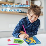 Gearock Diamond Art Kits with Frame, 5D Starry Night Easy DIY Cute Cartoon Big Gem Art Painting Kits for Adult Beginners Anime Lovers Halloween Christmas Birthday Gifts, 7x7 Inch Gearock