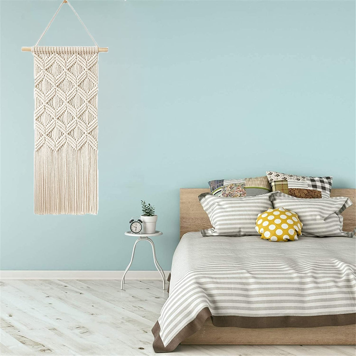 RQWZBCHX DIY Macrame Wall Hanging Kits, 3 Patterns Macrame DIY Wall Hangers for Beginners, Home Decor with 200 Meters Macrame Cord, 3 PCS Wooden Dowels and Instruction Booklet for Macrame Starters RQWZBCHX