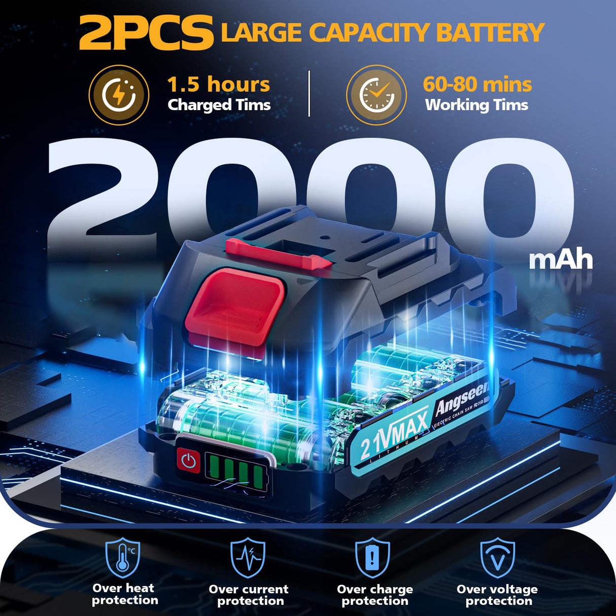 Angseen Mini Chainsaw 6 Inch, 2025 Upgrade 1000W Brushless Motor Electric Chainsaw Cordless with 4000mAh Batteries & Auto Oiler, Small Chainsaw Battery Powered for Tree Branches Trimming Wood Cutting Angseen