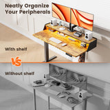 ErGear Standing Desk with LED Strip, 55″ x 28″ Electric Height Adjustable RGB Gaming Desk with Shelf, Sit Stand Desk with Dual Cable Holes, C-Clamp Mount Compatible, 4 Preset Heights, Vintage Brown ErGear